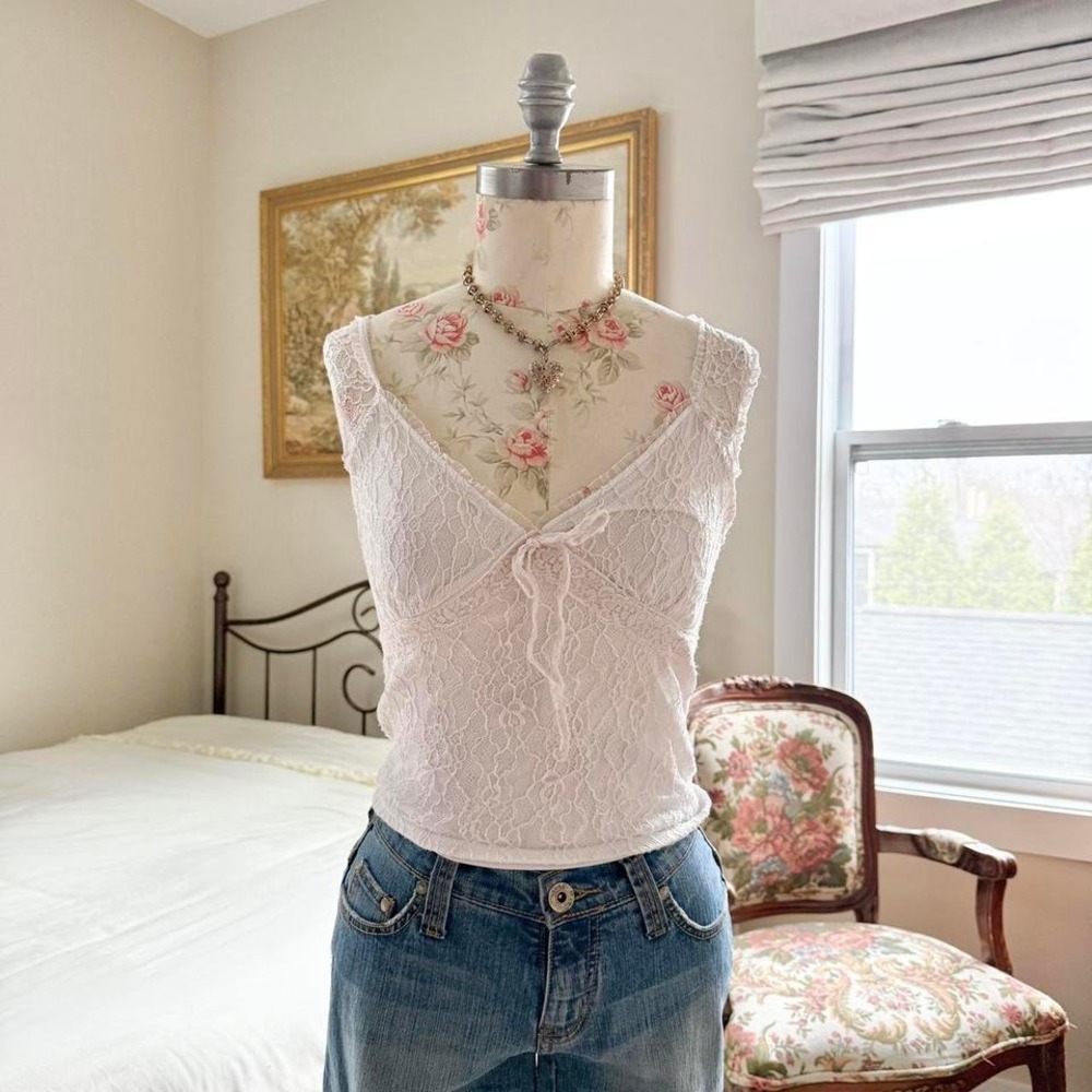 almost famous white lace cami top size small